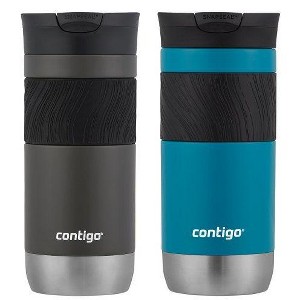 Contigo Byron 2.0 Stainless Steel Travel Mug with SNAPSEAL Lid and Grip, 16 oz, Sake & Juniper, 2-Pack - 1 of 4