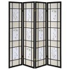 Vynxaria Floral and Black 4-Panel Folding Screen with Floral Motif - 4 of 4