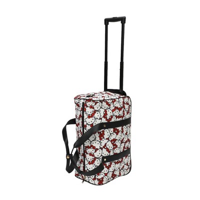 Hello Kitty AOP in Nylon with PU Accents Black Wheeled Duffle