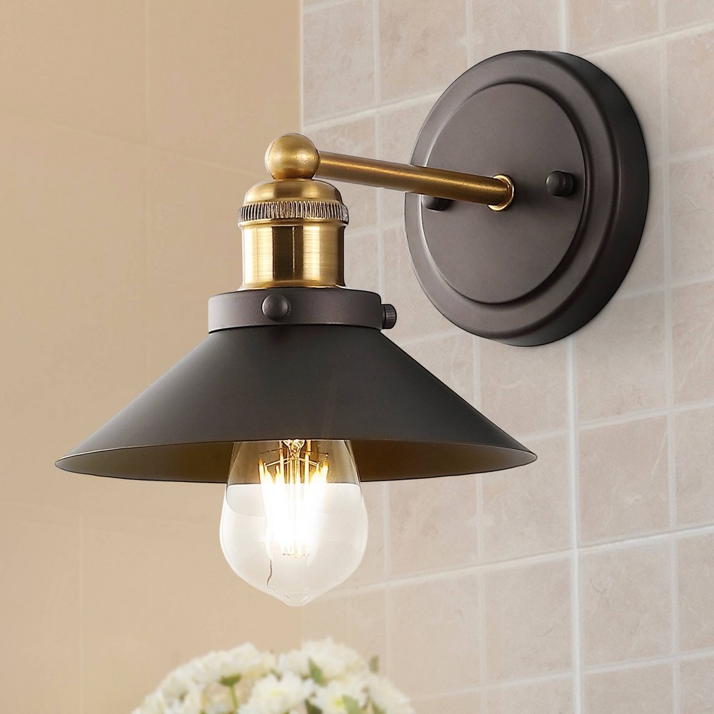 Photos - Chandelier / Lamp 7.88" 1-Light July Sconce with Metal Shade Oil Rubbed Bronze - JONATHAN Y