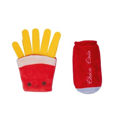 American Pet Supplies Cola & Fries Squeaker Dog Chew Toy Gift Set – Plush Dog Toy with Durable Texture
