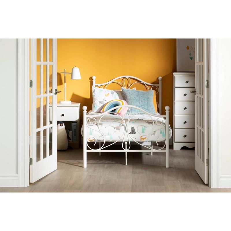 Twin Country Poetry Complete Metal Platform Kids&#39; Bed White  - South Shore, 4 of 14