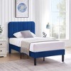 VECELO Velvet Upholstered Platform Bed Frame with Adjustable Headboard, Sturdy Wood Slat Support, No Box Spring Required - 3 of 4