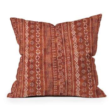 18"x18" Schatzi Brown Modern Mudcloth Rust Square Throw Pillow Red - Deny Designs
