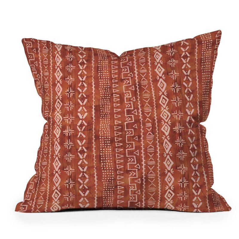 18&#34;x18&#34; Schatzi Brown Modern Mudcloth Rust Square Throw Pillow Red - Deny Designs, 1 of 6