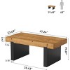 Tribesigns 47.2"Solid Wood Coffee Table, Black and Wood Two-Tone Modern Rectangle Coffee Table, Living Room Table for Bedroom, Rustic Natural - 2 of 4