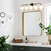 POWLIG 38.98-in 5-Light Black&Gold Bathroom Light Fixtures Over Mirror Vanity Lighting with Milk White Glass Globe Shades - 3 of 4