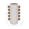 Modern Ceramic Vase with Metallic Accents - Home & Office Decor, Cylinder Shape, Decorative Centerpiece for Living Room, Bedroom - White & Gold - 3 of 4