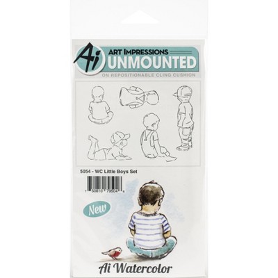 Art Impressions Watercolor Cling Rubber Stamps-Little Boys