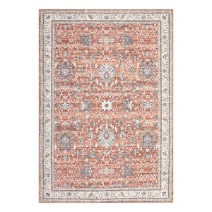 COZONY Washable Vintage Blue Boho Floral Large Area Rug for Living Room Dining Room - 1 of 4