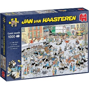 Jumbo Toys 1,000 Piece Jigsaw Puzzle - The Cattle Market - 27" x 19" - 1 of 4