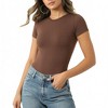 Sol Living Women's Bodysuit Seamless Casual Going Out Top Shirt Breathable Tops Tummy Control Shapewear Stretchy Basic Body Suits T Shirt Crew Neck - 2 of 4