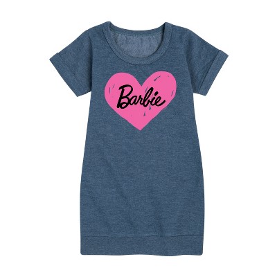 - Barbie - Hand Painted Heart Graphic Short Sleeve Fleece Dress