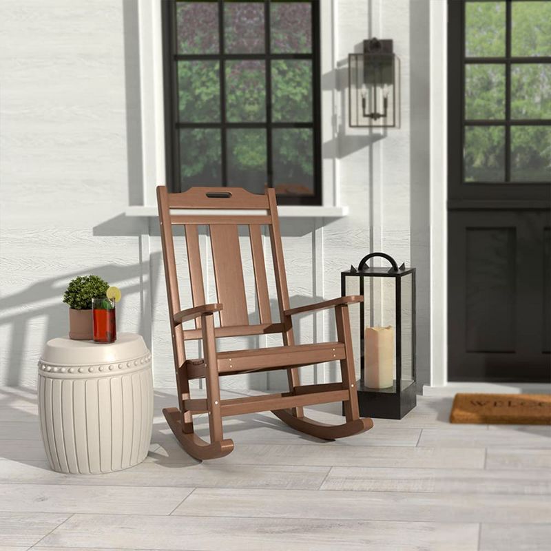 PolyTEAK Porch Rockers Collection Poly Lumber Wood Alternative All Weather Modern Outdoor Rocking Chair for Patios, Porches, and Pool Side, Brown, 5 of 7