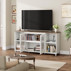 Modern TV Stand for 70 Inch, Black Entertainment Center with Storage and Shelves - 1 of 4