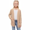 Clearlove Girls' Solid Color Knit Cardigan Long Sleeve Open Front Sweater with Pocket Cute Loose Fit Outerwear for Kids - 2 of 4