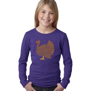 LA Pop Art Thanksgiving - Girl's Word Art Long Sleeve T-Shirt - 1 of 4