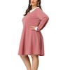 Agnes Orinda Women's Plus Size Long Sleeve Peter Pan Collar Elegant Formal Midi Flare A Line Dresses - 2 of 4