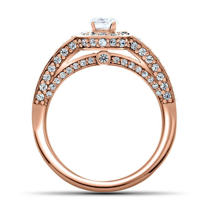 Pompeii3 1 ct Diamond Halo Solitaire Engagement Ring 14k Rose Gold, 2 of 4