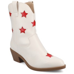 Journee Womens Underwood Medium and Wide Width Western Star Detail Ankle Booties - 1 of 4