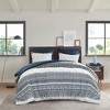 Gulches Mila 3 Piece Navy White Botanical Chevron Cotton Queen Comforter Set - 2 of 4