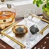 Viski 4-Piece Faceted Tumbler & Hexagonal Basalt Stone Set, Set of 2 Crystal Glasses With Set of 2 Whiskey Rocks, Rum, Scotch Lovers, Clear - 2 of 4