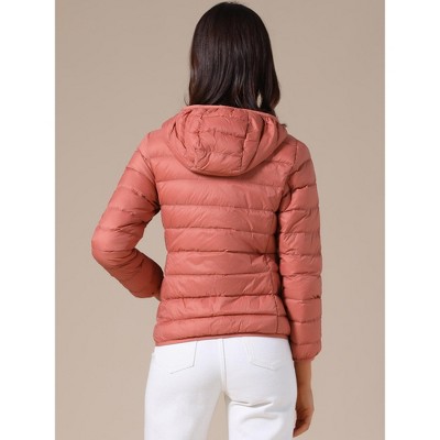 INSPIRE CHIC Women's Short Down Packable Hooded Winter Ultra Light Puffer Jacket X-Large Grey Pink — фото 4