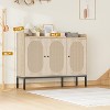 Shoe Cabinet Storage for Entryway with 3 Rattan Doors, Wooden Shoe Rack Cabinet with Adjustable Shelves, 7-Tier Shoe Storage Cabinet - 2 of 4