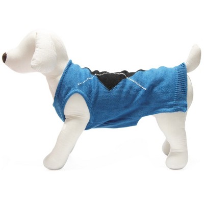 Gooby Single Diamond Sweater for Dogs, Medium, Blue