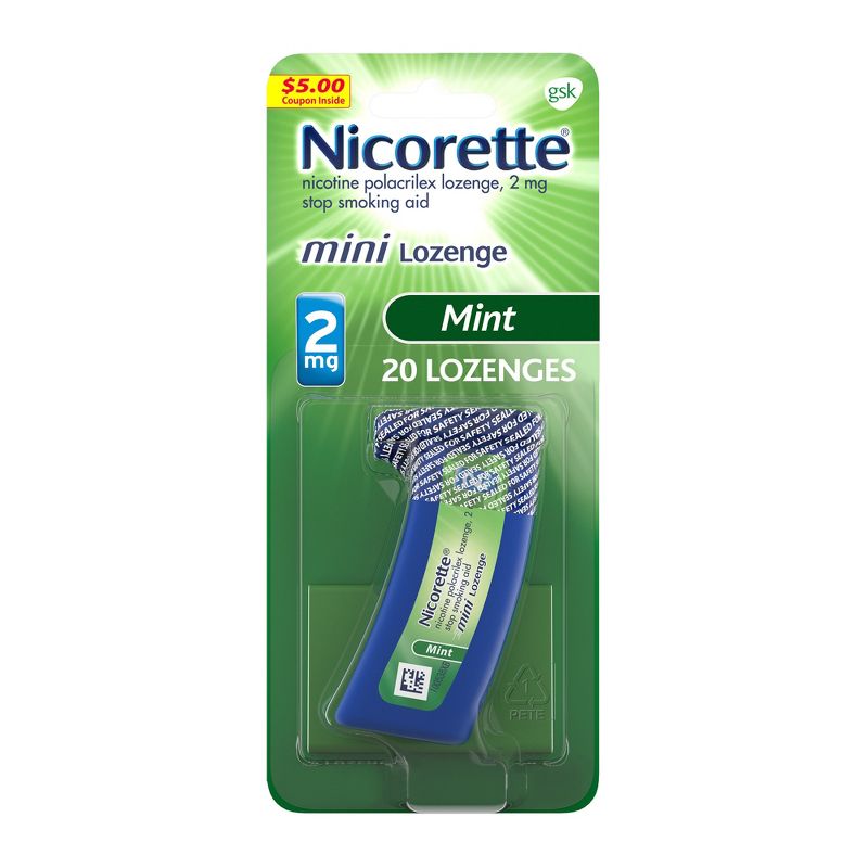 Nicorette 2mg Mini Lozenge Stop Smoking Aid - Mint, 1 of 11