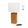 Modern Leather Table Lamp with USB and Fabric Shade - Elegant Designs - 4 of 4