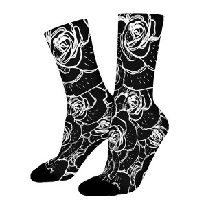 Black Rose Women Printed Crew Socks Funny Funky Socks Soft Polyester Novelty Gifts for Artists Men - 1 of 1