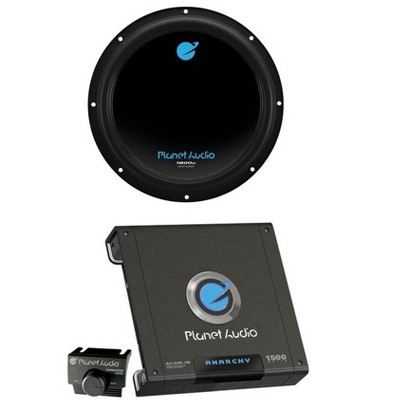 Planet Audio AC12D 12 inch 1800W Car Audio Subwoofer with Dual 4-Ohm Voice Coil and AC15001M 1500W MONOBLOCK Car Audio Amplifier