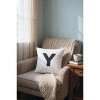 Personalization Mall Black Quilted Velour Initial Embroidered Applique Throw Pillow - 2 of 4
