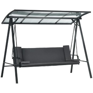 Resenkos 3-Seat Swing Set, Convertible Hammock Bed With Comfort, Sunproof Canopy Roof, Ideal for Porch, Gray - 1 of 4