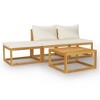 4 Piece Patio Lounge Set with Cushion Cream Solid Acacia Wood vidaXL - 2 of 4