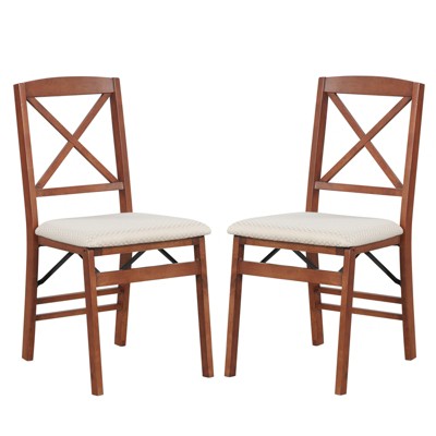 Tangkula 2 Set Kitchen Chairs w/ Rubber Wood Frame Upholstered Seat Hollowed Backrest