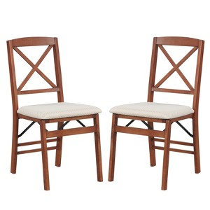 Tangkula 2 Set Kitchen Chairs w/ Rubber Wood Frame Upholstered Seat Hollowed Backrest - 1 of 4