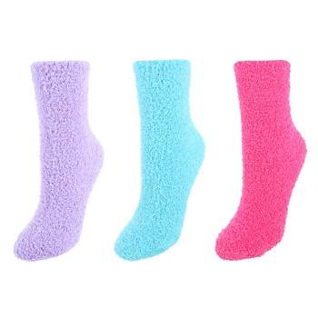 CTM Women's Assorted Solid Bright Color Warm Fuzzy Socks (3 Pair)