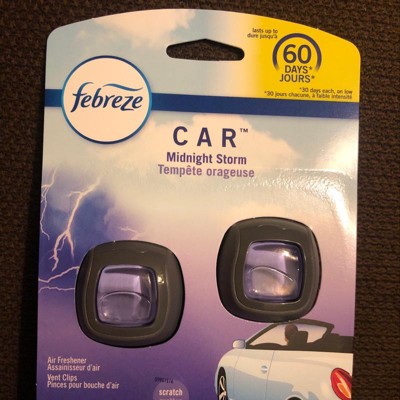 Febreze Car Air Freshener Vent Clip - Midnight Storm Scent - 0.13