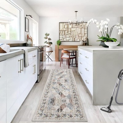 Vintage Rug Washable Floral Print Area Rug