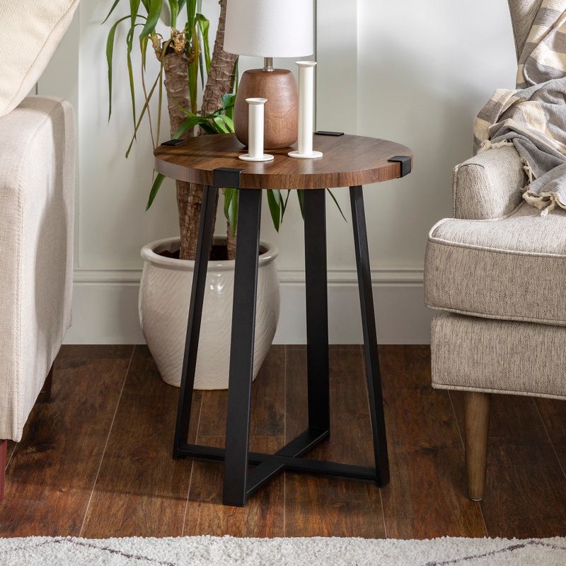 Wrightson Urban Industrial Faux Wrap Leg Round Side Table - Saracina Home, 5 of 20
