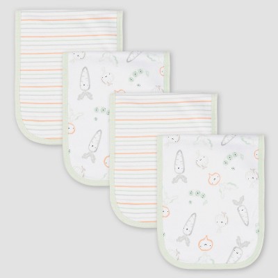 Image of Gerber Baby 4pk Vegetables Interlock & Terry Burp Cloth - Light Purple/White