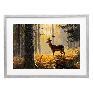 Stupell Industries Spotted Stag in Autumn Wilderness Framed Print Under Glass Art - 1 of 4