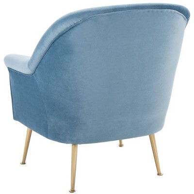 Rodrik Light Blue Velvet and Wood Accent Chair