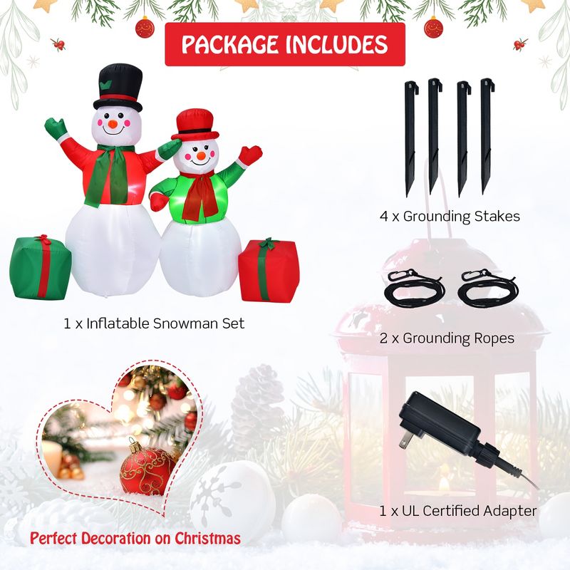 Costway 6Ft & 5Ft Christmas Inflatable Snowmen Blow Up Christmas Decoration, 2 of 11