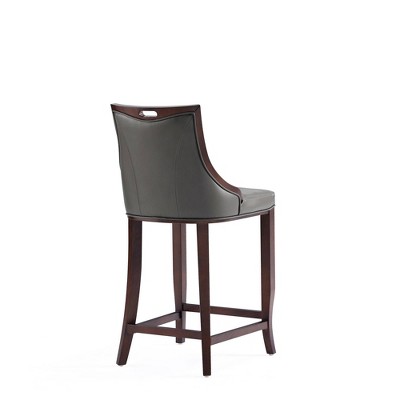 Pebble Grey Faux Leather Bar Stool with Walnut Beech Frame