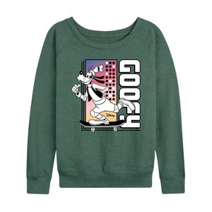 Women's - Disney - Mickey & Friends Lightweight French Terry Wide Neck Long Sleeve Shirt - 1 of 4