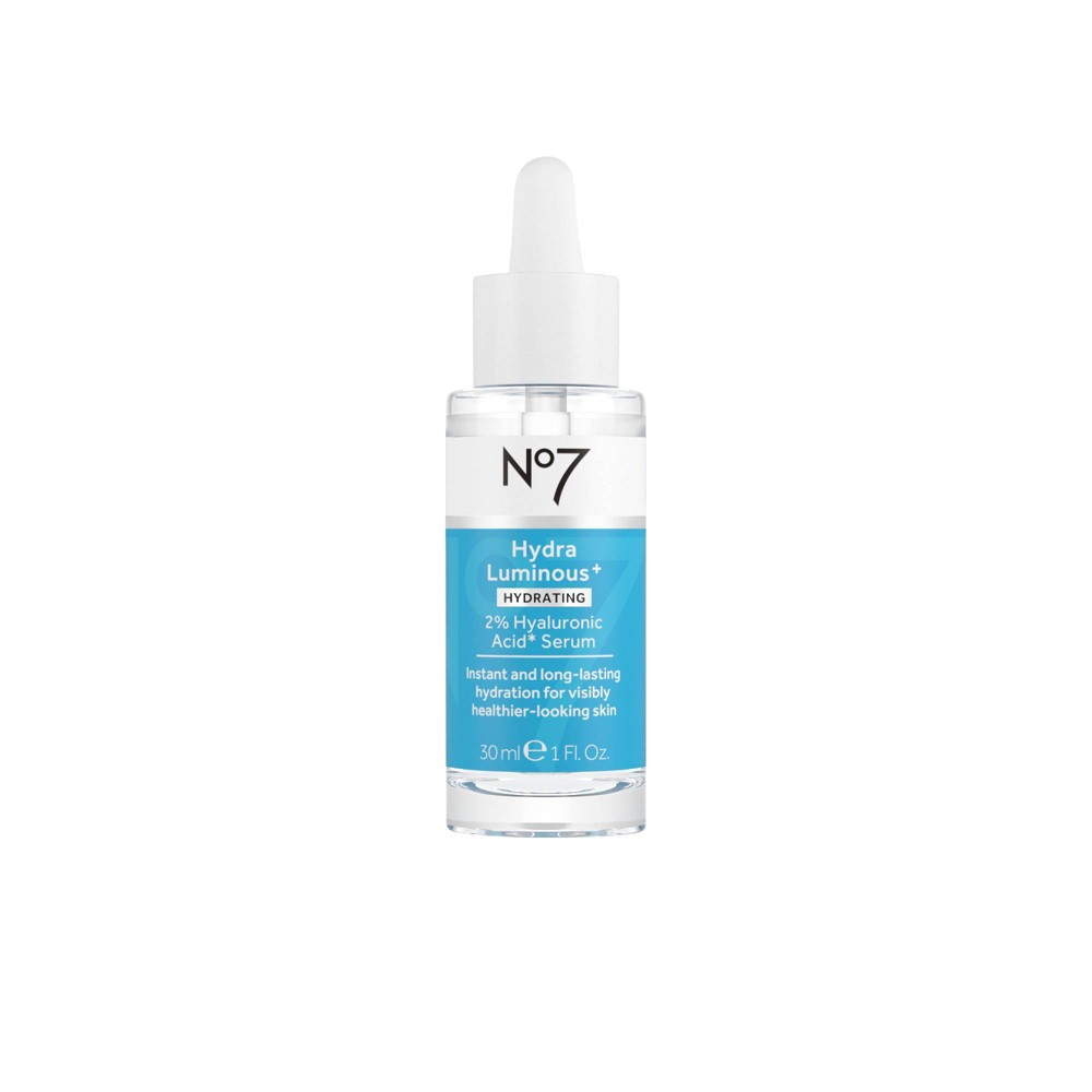 No7 HydraLuminous+ 2% Hyaluronic Acid Serum - 1 fl oz: Moisturizing Unscented Facial Treatment for Dry & Combination Skin