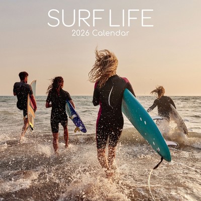 2026 Square Wall Calendar, Surf Life, 16-Month Lifestyles Theme with 180 Reminder Stickers (12x12 In)